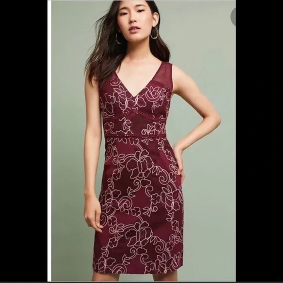 Moulinette Soeurs Dresses | Moulinette Soeurs Burgundy Embroidered Dress | Color: Pink/Red | Size: Xs | Azecy's Closet